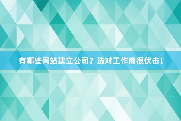 有哪些网站建立公司？选对工作商很伏击！